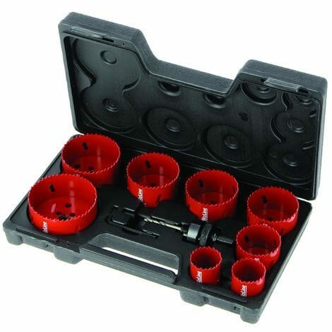 Coffret 8 scies cloches HSS 8 % D 38/40/54/64/67/68/76/86 mm avec arbre et foret